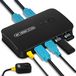 KVM HDMI Switch, USB 2.0 Switch for 2 Computers, 2 in 4 out Switch for Printers, Scanners, Keyboards, USB Sticks, Mouse - with 2 KVM Cables
