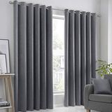 Fusion Strata Geweven Gordijn met Oogjes, Houtskool, 168 x 183 cm, 100% Polyester