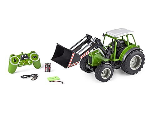 Carson 500907347 RC tractor met voorlader 1:16 - op afstand bestuurd voertuig, boerderijvoertuig voor kinderen vanaf 8 jaar, geschikt voor buiten, incl. batterijen en afstandsbediening, groen