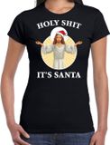 Bellatio Decorations Shoppartners Bv Holy shit its Santa fout Kerstshirt / Kerst t-shirt zwart voor dames - Kerstkleding / Christmas outfit XS