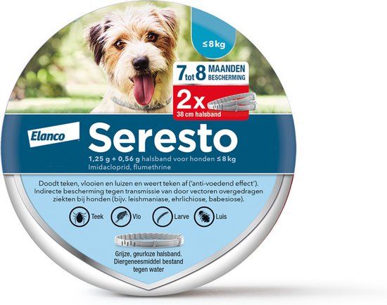 Seresto Teken- En Vlooienband Small - Anti tekenmiddel - 2 stuks < 8 Kg
