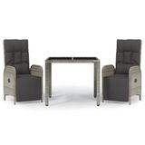 vidaXL 5-delige tuinset met kussens, poly rattan, grijs
