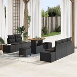 vidaXL Tuinbank Set Zwart Poly Rattan