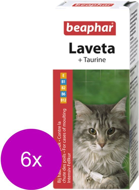 BEAPHAR Laveta Taurine Kat - Voedingssupplement - Huid - Vacht - 6 x 50 ml