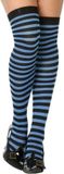 Atosa Carnaval verkleed gestreepte verkleed kousen voor dames - blauw/zwart - one size - heksen