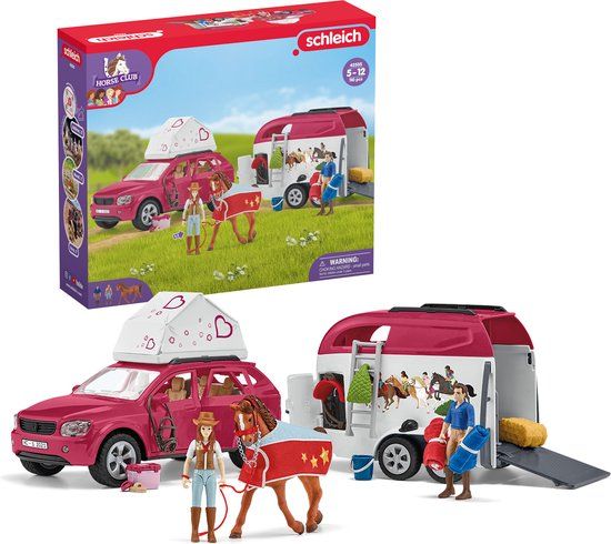 Schleich HORSE CLUB Avontuur met auto en paardentrailer - Kinderspeelgoed voor Jongens en Meisjes - 5 tot 12 jaar - 18 Onderdelen - 42535