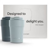LARS NYSØM Thermo Koffie Mok to go Geschenkset - 2 x 380ml Thermo Mokken voor Koffie to go & Thee - Stone Blue/Sky Blue