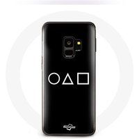 Maniacase Hoesje voor Samsung Galaxy S9 Inktvis Game logo symbolen cirkel vierkant driehoek Zwarte Achtergrond