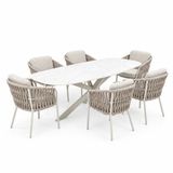 AVH-Collectie Derby Sarenza dining tuinset 240x100xH77 cm 7 delig latte keramiek