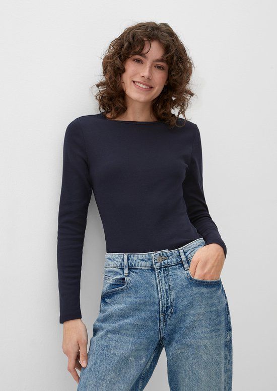 s.Oliver T-shirt Dames Navy Katoen Ronde Hals Korte Mouw Casual