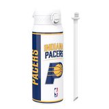 NBA Indiana Pacers Thermosfles Met Verwijderbaar Rietje, 750ml/24oz, Lekvrij Geïsoleerde Drinkfles, Makkelijk Te Openen, Veilige Sluiting, Vaatwasmachinebestendig, Klapdeksel, Metalen Fles