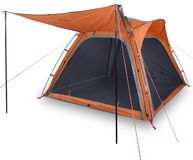 vidaXL Tent - 4-persoons - waterdicht - snelontgrendeling - grijs en oranje