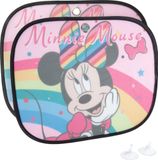 Tataway Paar zijschermen Minnie roze autozonnescherm 44x35cm - Zijzonbescherming met officiële Disney-afbeeldingen | Autoaccessoire voor meisjes