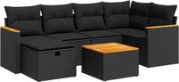 vidaXL 7-delige Loungeset met kussens polyrattan zwart