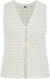 WE Fashion Dames ajour gilet Off-white Katoen XS