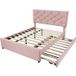 Cadre de lit rembourré en velours rose et MDF 140x200 cm avec sommier à lattes et lit gigogne