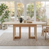 MODFU Uitschuifbare Eettafel - Afgeronde Hoeken - MDF - Eikenkleur - 120/160 X 80 Cm