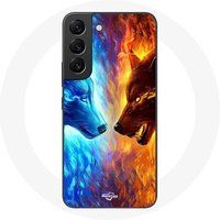 Maniacase Hoesje voor Samsung Galaxy S21 FE Wolf van ijs en vuur