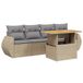 vidaXL 5-delige Loungeset met Kussens, Poly Rattan, Beige