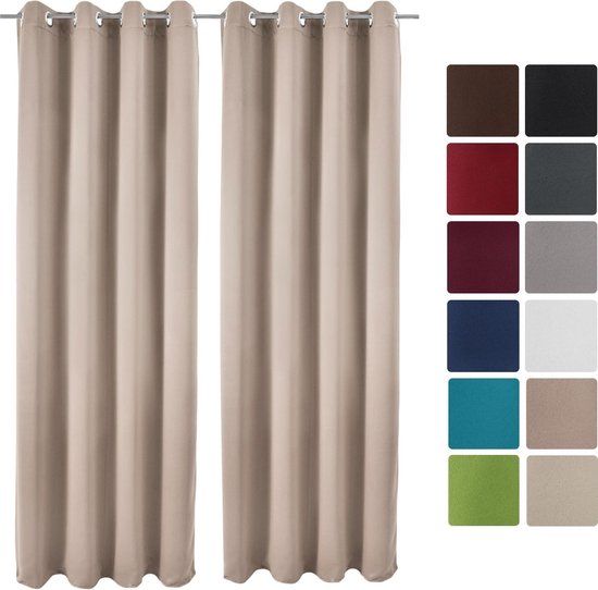 Beautissu Amelie BO - Blackout Gordijnen - 140x245cm - Zand - Set van 2