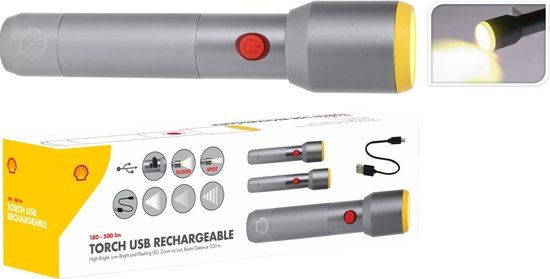 Shell Zaklamp - Oplaadbaar - LED - 500lm - IP55 Waterdicht
