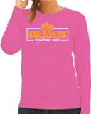 Bellatio Decorations Koningsdag sweater dames - oranje staat mij niet - roze - oranje feestkleding XL