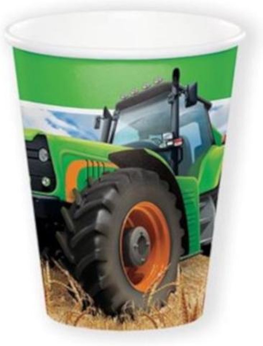 Witbaard Feestbeker Tractor Time Karton 266 Ml Groen 8 Stuks