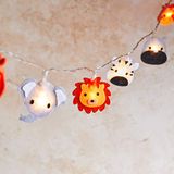 Lights4fun 16-delige LED-lichtketting "Safari" met vilten figuurtjes, geschikt voor kinderkamers. Met timer, op batterijen, LED-nachtlampje voor kinderen