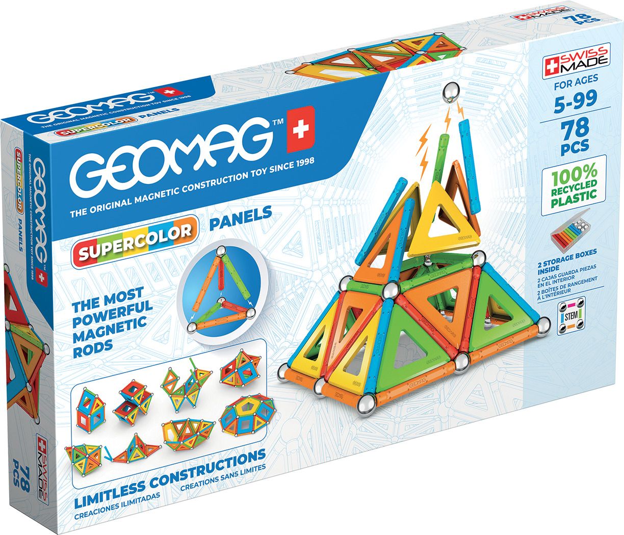 Geomag SuperColor Recycled 78 pcs Magnet Toy - Multicolour