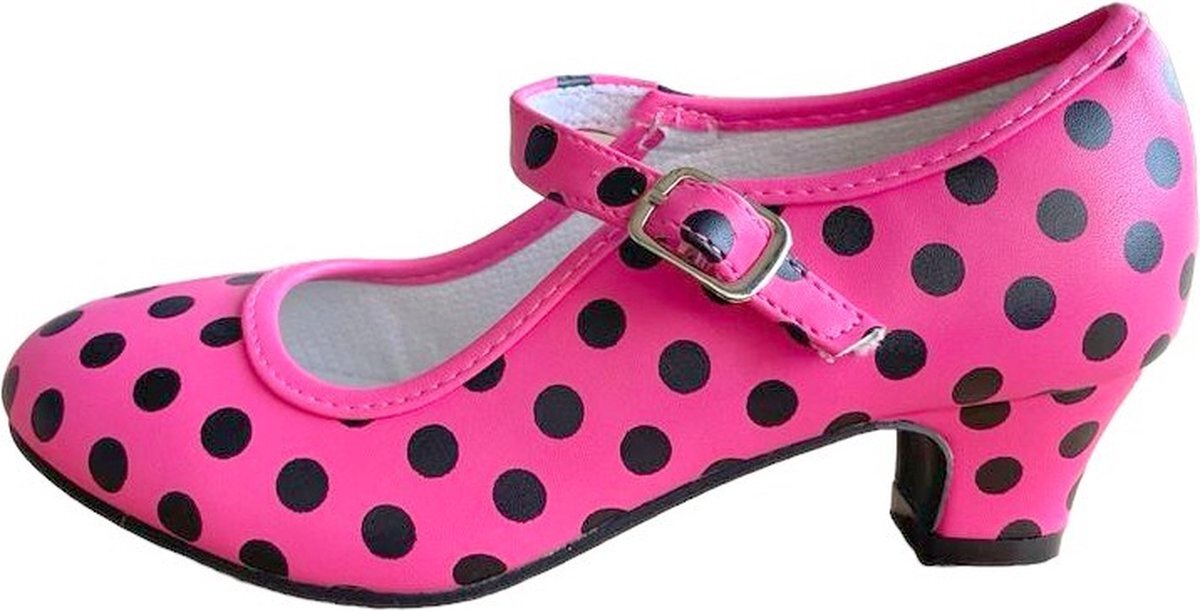 La Señorita Spaanse Prinsessen schoenen fel roze zwart maat 34- binnenmaat 22 cm - bij verkleed jurk