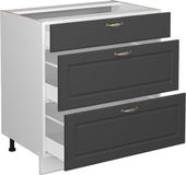 Vicco Fame-Line Keukenonderkast – 80 cm met 3 laden, WB Eik Antraciet-goud