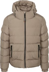 Superdry Hooded Pufferjas Greige Heren Maat XL