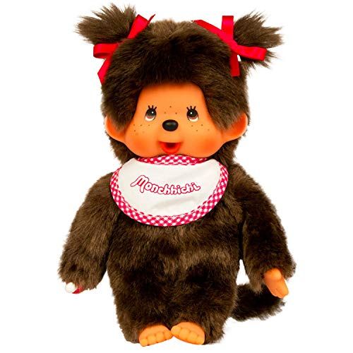 Bandai Monchhichi 2555 Pluche slabbetje - Roze/Wit - 20 cm