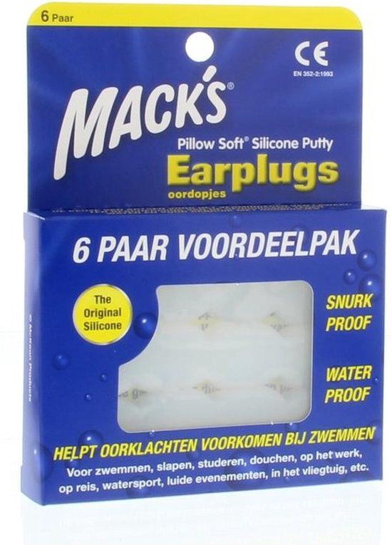Macks - Pillow Soft Silicone - Oordoppen - 6 paar - Wit