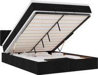 vidaXL Bed poef met matras en LED's 140x200 cm stof zwart