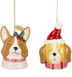 Mica Decorations Ornement Cadeau Set Chien Rose Brun 2 Pièces