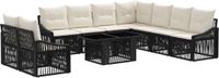 vidaXL Tuinbankenset 10 st Zwart en Cream Wit poly rattan