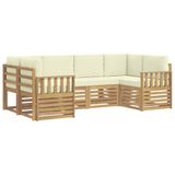 vidaXL - Buiten - bank - set - 5 - st - Wit - en - Crème - Polyester