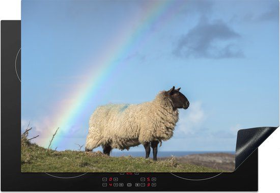 KitchenYeah® Inductie beschermer 77x51 cm - Schaap - Multicolor - Inductie kookplaat accessoire