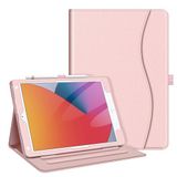 Fintie Hoes voor iPad 10.2 inch 9e Generatie 2021/8e Gen 2020 /7e Gen 2019, [Hoekbescherming] Multi-hoek Kijkfolie Standaard Beschermhoes met Documentsleuven Automatische Slaap-waak, (Roségoud)