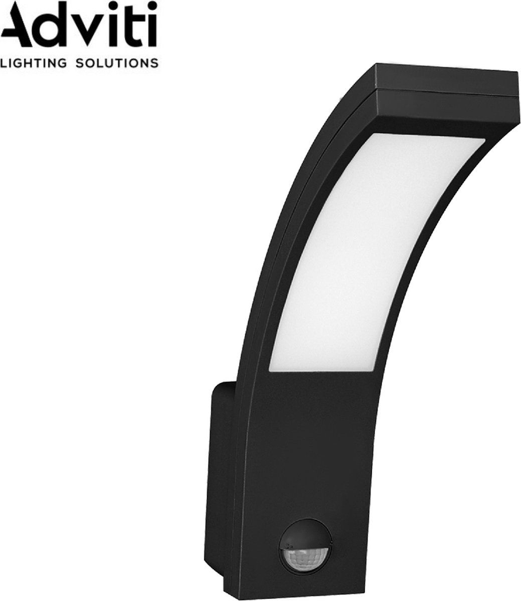 Adviti PIRYT LED Buiten Wandlamp - Zwart - Bewegingssensor - 800lm - 10W