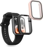 kwmobile 2x cover geschikt voor Xiaomi Smart Band 10 Pro‌ - Fitnesstracker cover van gehard glas en kunststof frame set zwart / oudroze