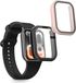 kwmobile 2x cover geschikt voor Xiaomi Smart Band 10 Pro‌ - Fitnesstracker cover van gehard glas en kunststof frame set zwart / oudroze