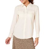 Amazon Essentials Dames Georgette Shirt met lange mouwen en relaxed-fit zakken