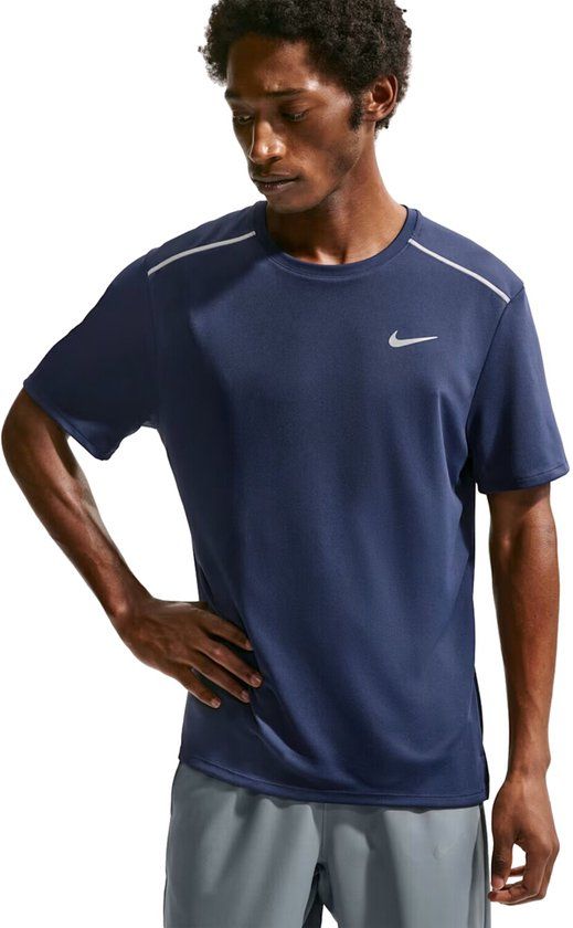 Nike Miler Dri-fit Heren Training T-shirt Blauw XL