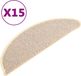 vidaXL Tapis d'escalier 15 pièces Blanc et Marron 56x17x3 cm