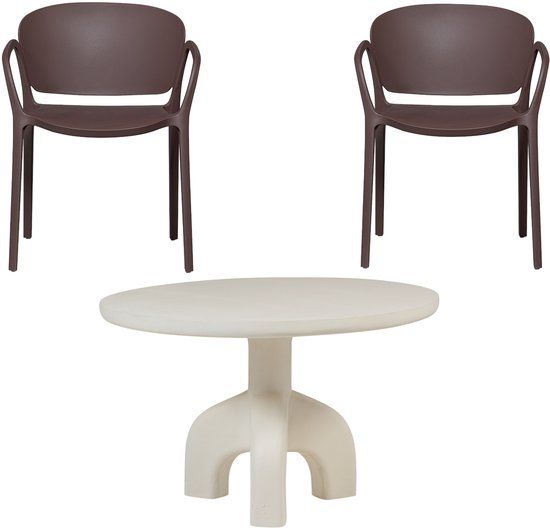 WOOOD Luno Tuintafel & Bent Tuinstoelen - Polymeer/ Kunstof