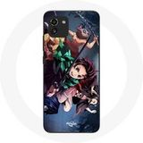 Maniacase Tasje voor Samsung Galaxy A03 Tanjiro Nezuko en Inosuke Doder Kimetsu no Yaiba Manga