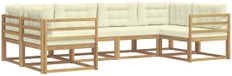 vidaXL - Bank loungeset - 6 zitplekken - Wit en crème - Acacia hout