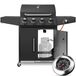 BBQ Gasgrill 4+1 Brenner - Grillwagen mit Deckel - Erdgas - Seitenablage - Für Terrasse Garten Camping - Noir